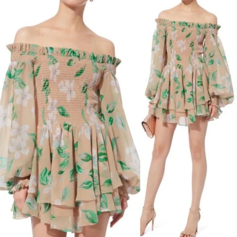 Caroline Constas Floral Print Mini Dress Size: XS fit USA small as well